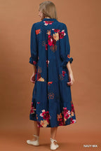 YSONA Umgee Floral Print Tiered Midi Dress with Puff Sleeves — side view | Women's Dress | Shop YSONA