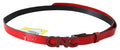 Costume National Red Black Reversible Leather Logo Buckle Belt