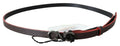Costume National Black Maroon Skinny Leather Buckle Waist Belt