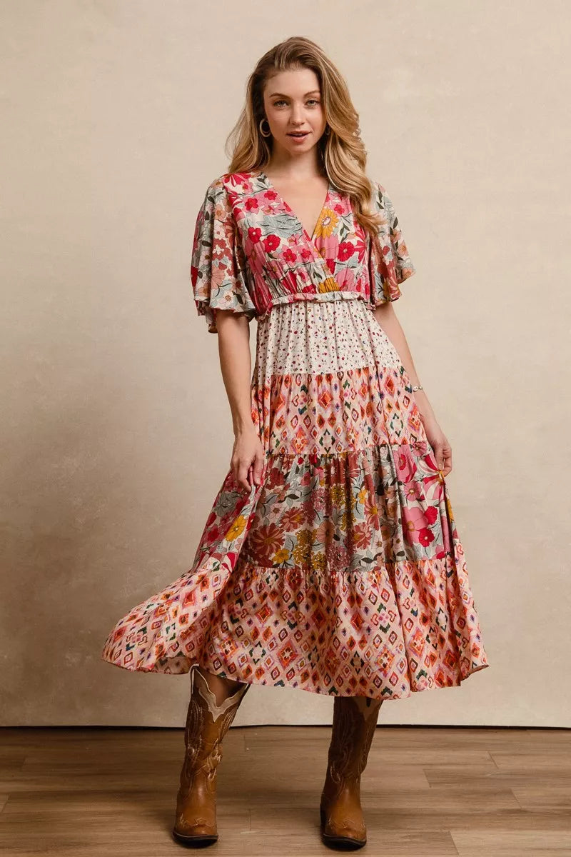 YSONA BiBi Floral Print Mix and Match Midi Dress — alternate view | Women's Dress | Shop YSONA