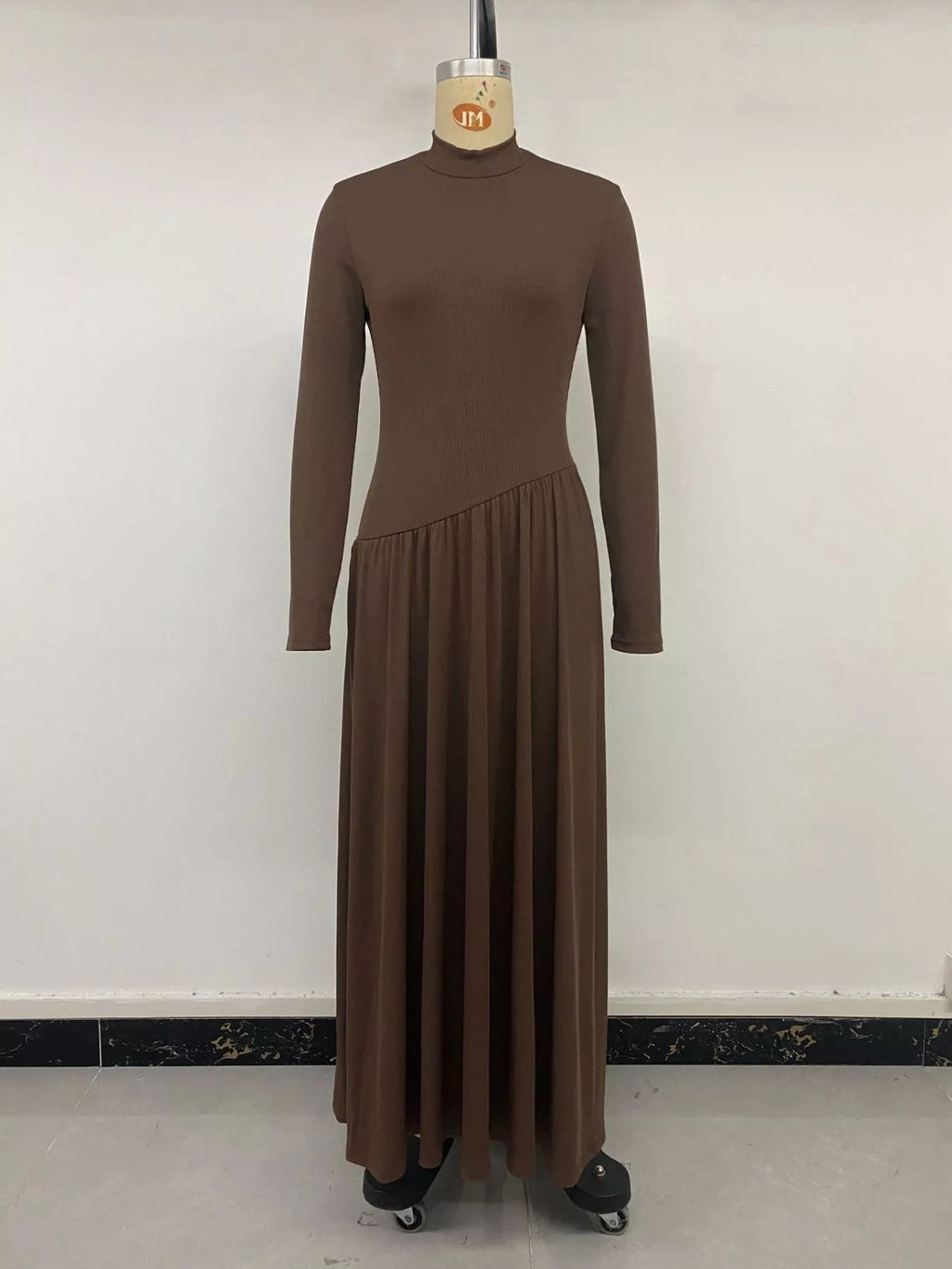 YSONA Mock Neck Long Sleeve Midi Dress — fabric detail | Women's Dress | Shop YSONA