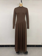 YSONA Mock Neck Long Sleeve Midi Dress — fabric detail | Women's Dress | Shop YSONA