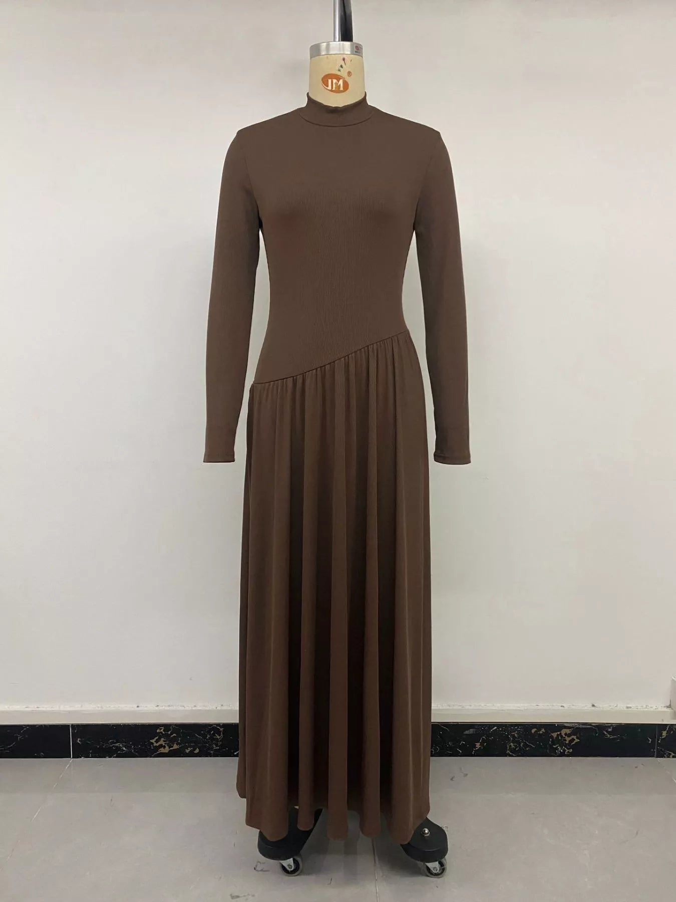 YSONA Mock Neck Long Sleeve Midi Dress — fabric detail | Women's Dress | Shop YSONA