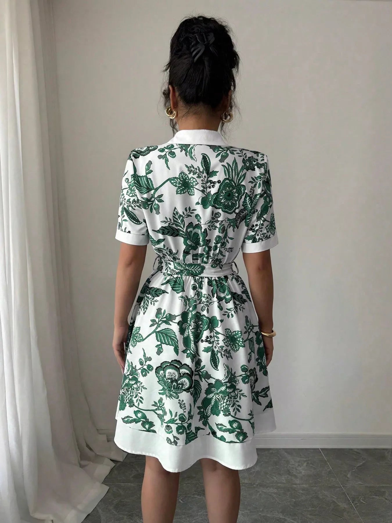 YSONA Printed Button Front Mini Dress — fabric detail | Women's Dress | Shop YSONA