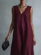 YSONA Full Size V-Neck Sleeveless Maxi Dress Plus Size — detail view | Women's Dress | Shop YSONA