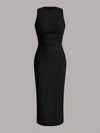 YSONA Sleeveless Round Neck Midi Dress — full length view | Women's Dress | Shop YSONA