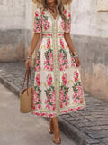 YSONA Floral Print V-Neck Midi Dress — front view | Women's Dress | Shop YSONA