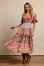 YSONA BiBi Floral Print Mix and Match Midi Dress — fabric detail | Women's Dress | Shop YSONA
