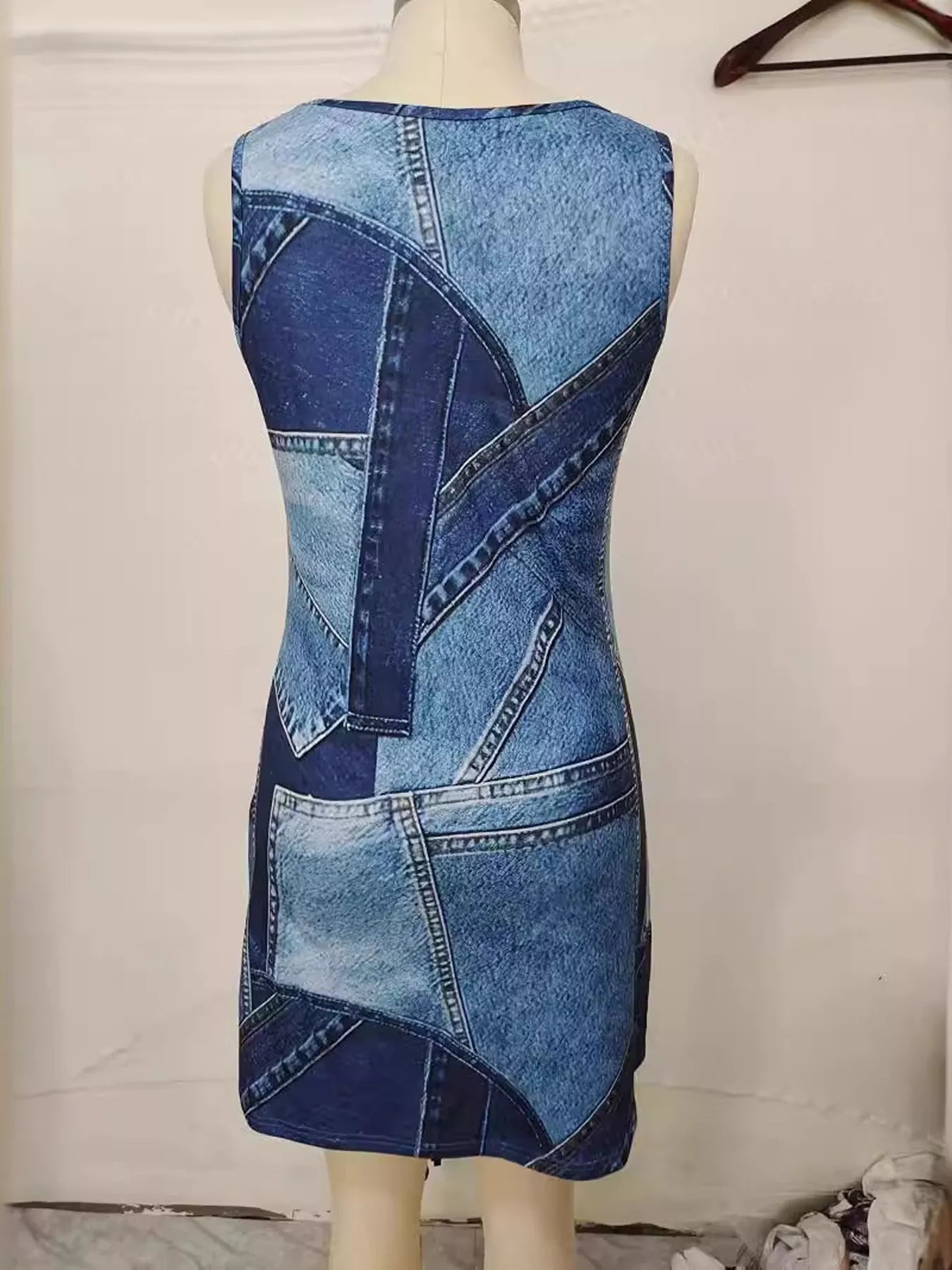 YSONA Patchwork Denim Sleeveless Dress — detail view | Women's Dress | Shop YSONA