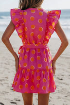 YSONA Ruffle Sleeve Polka Dot Mini Dress — detail view | Women's Dress | Shop YSONA