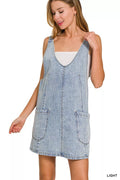 YSONA Zenana Denim Overall Dress with Front Pockets — side view | Women's Dress | Shop YSONA