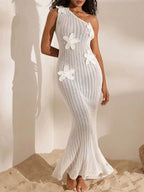 YSONA One-Shoulder Crochet Maxi Dress — detail view | Women's Dress | Shop YSONA