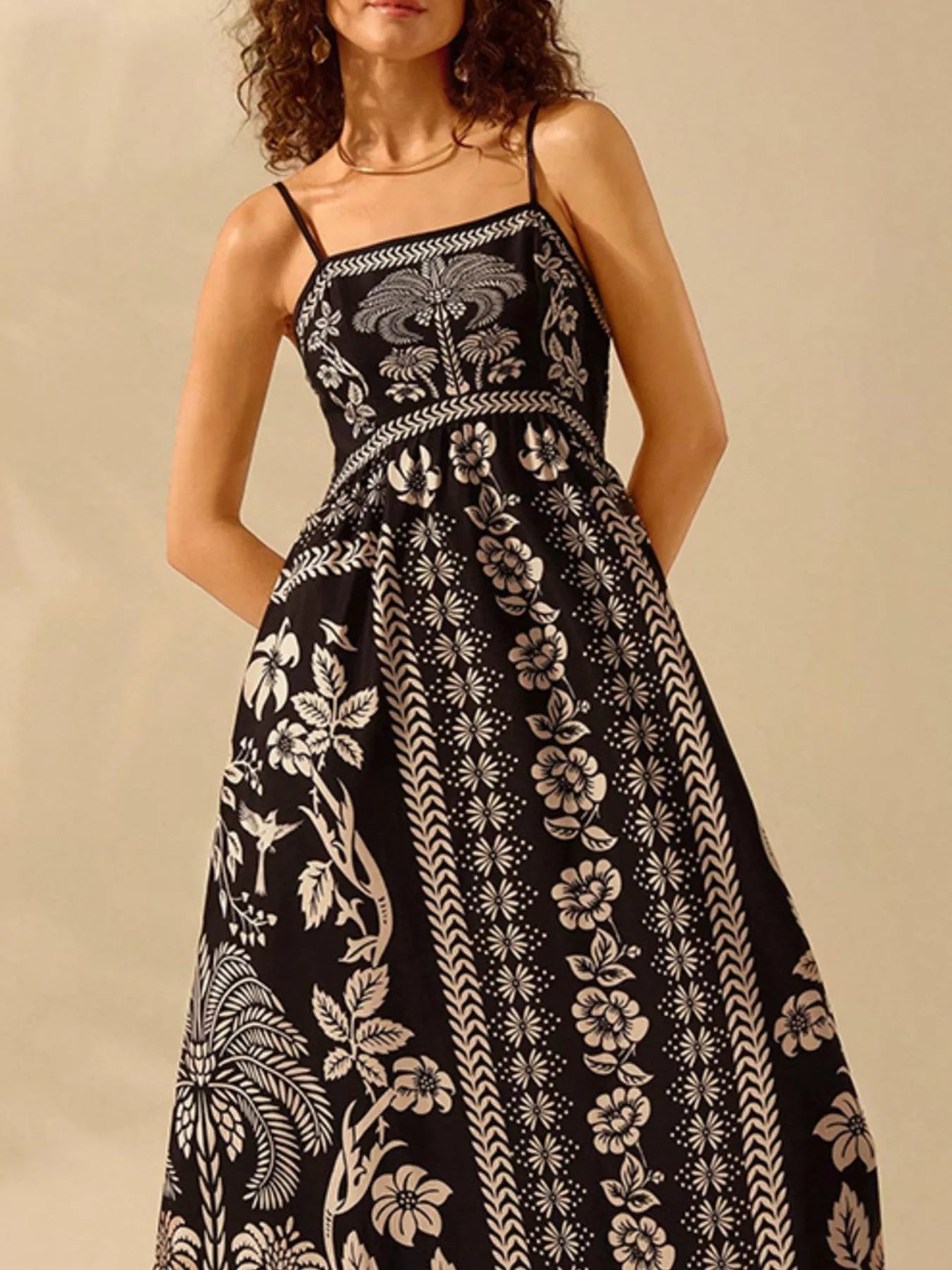 YSONA Floral Print Spaghetti Strap Maxi Dress — side view | Women's Dress | Shop YSONA