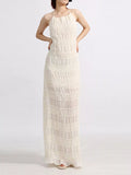 YSONA Backless Halter Neck Ruched Maxi Dress — front view | Women's Dress | Shop YSONA