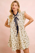 YSONA BiBi Floral Multi-tiered Dress With Ruffles And Front Tie — front view | Women's Dress
