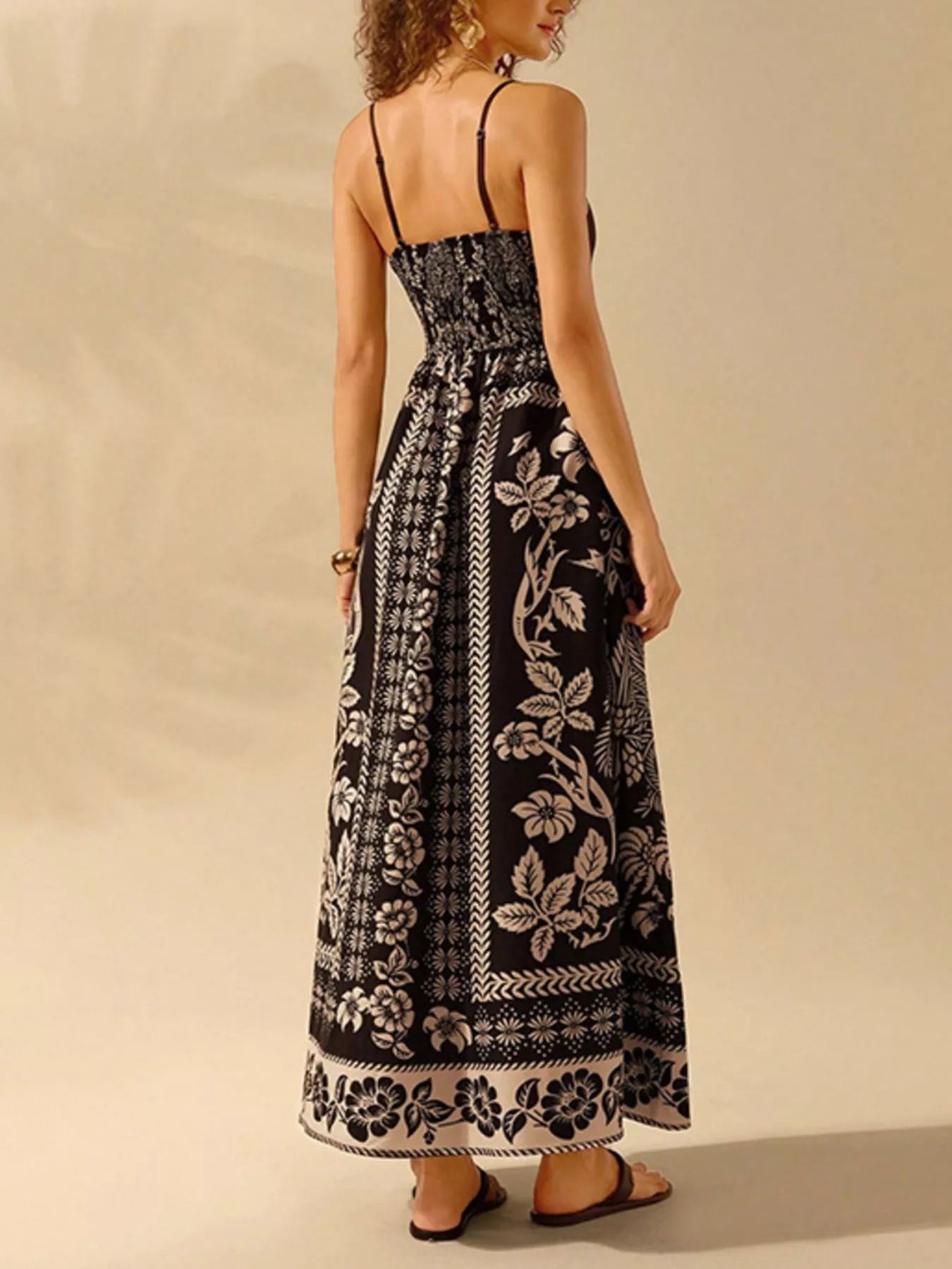 YSONA Floral Print Spaghetti Strap Maxi Dress — model wearing | Women's Dress | Shop YSONA