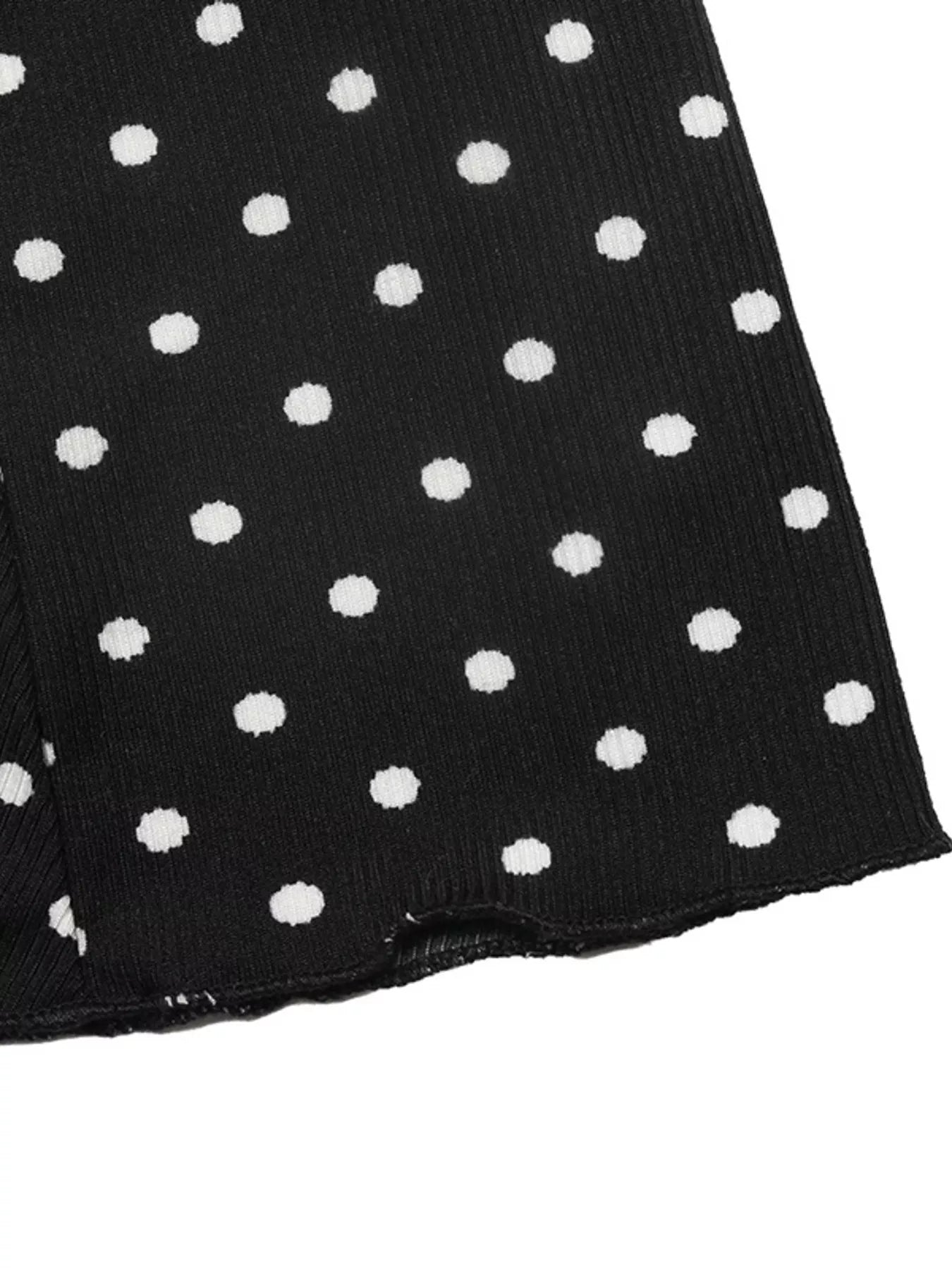 YSONA Polka Dot Lace Trimmed V-Neck Mini Dress — fabric detail | Women's Dress | Shop YSONA