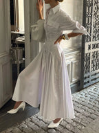 YSONA Button Front Long Sleeve Maxi Shirt Dress — back view | Women's Dress | Shop YSONA