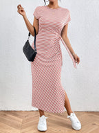 YSONA Striped Tie-Waist Midi Dress — fabric detail | Women's Dress | Shop YSONA