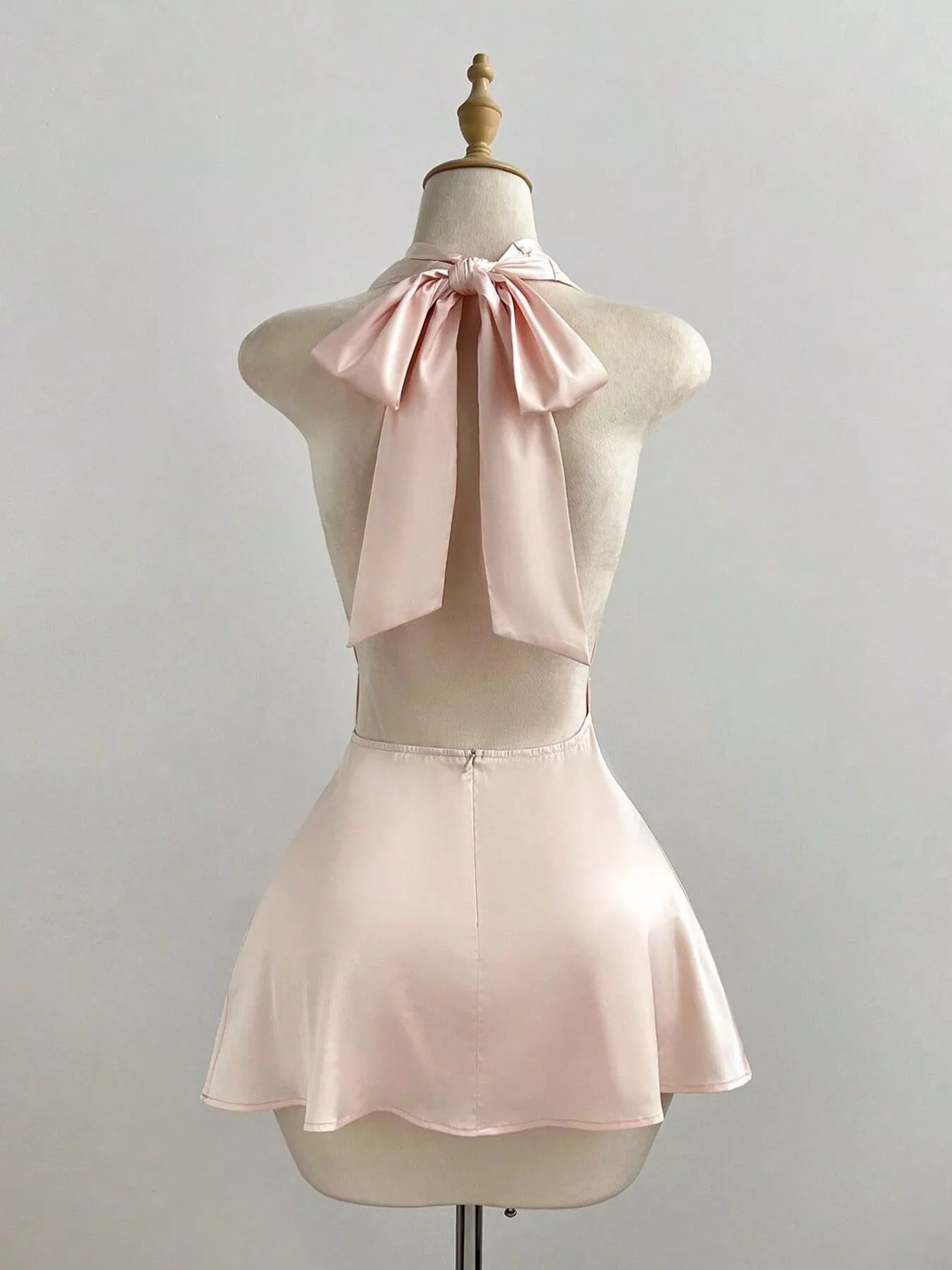 YSONA Satin Backless Halter Neck Dress — side view | Women's Dress | Shop YSONA