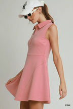 YSONA Umgee Collared Quarter Zip Tennis Dress — back view | Women's Dress | Shop YSONA