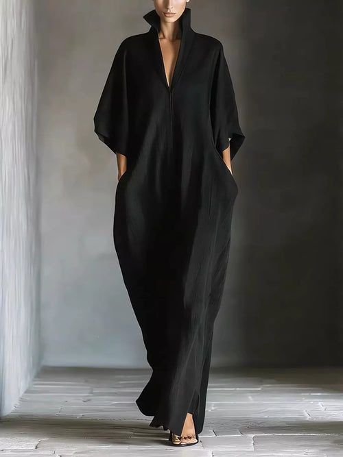 3/4 Sleeve Maxi Dress with Pockets - YSONA