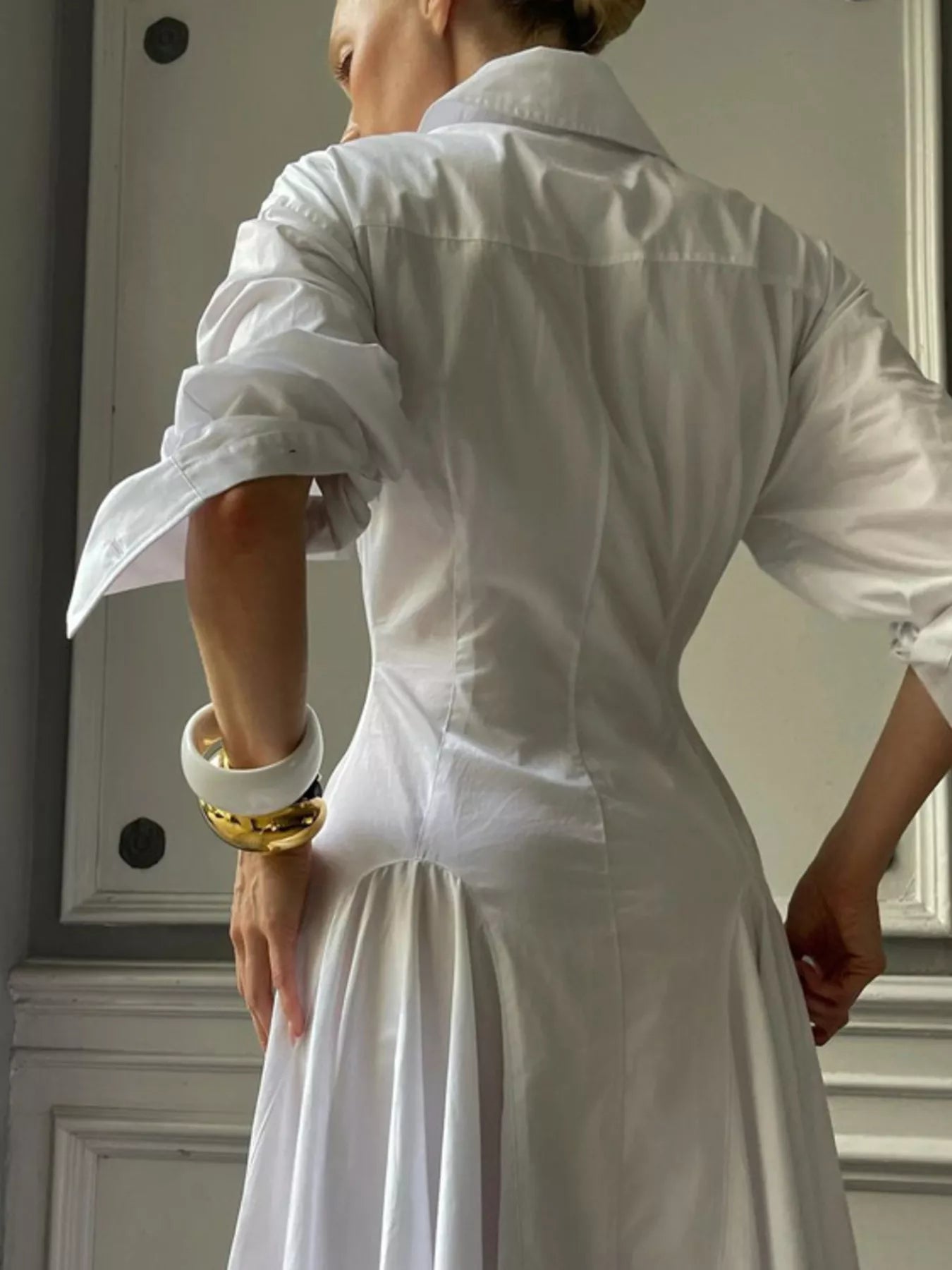 YSONA Button Front Long Sleeve Maxi Shirt Dress — detail view | Women's Dress | Shop YSONA