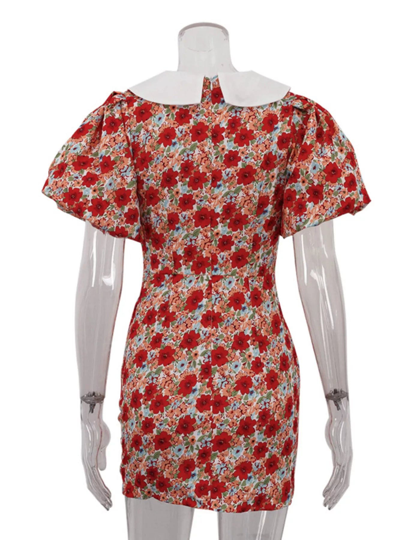 YSONA Ruched Floral Print Puff Sleeve Mini Dress — full length view | Women's Dress | Shop YSONA