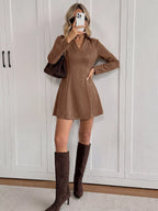 YSONA Johnny Collar Long Sleeve Dress — detail view | Women's Dress | Shop YSONA