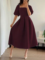 YSONA Square Neck Flutter Sleeve Midi Dress — model wearing | Women's Dress | Shop YSONA