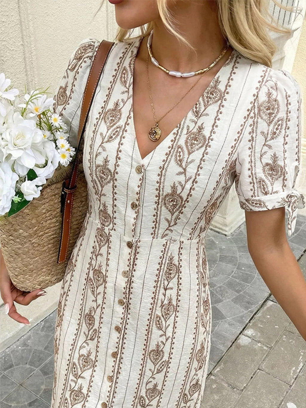 YSONA Printed Button-Down Midi Dress — back view | Women's Dress | Shop YSONA