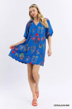 YSONA Umgee Floral Encyclopedia Print Mini Dress — model wearing | Women's Dress | Shop YSONA