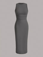 YSONA Sleeveless Round Neck Midi Dress — back view | Women's Dress | Shop YSONA