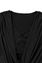 YSONA Ruched Cowl Neck Long Sleeve Mini Dress — side view | Women's Dress | Shop YSONA