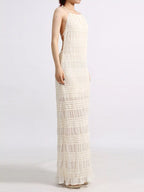YSONA Backless Halter Neck Ruched Maxi Dress — detail view | Women's Dress | Shop YSONA