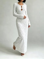 YSONA Textured Cut-Out Long Sleeve Maxi Dress — back view | Women's Dress | Shop YSONA