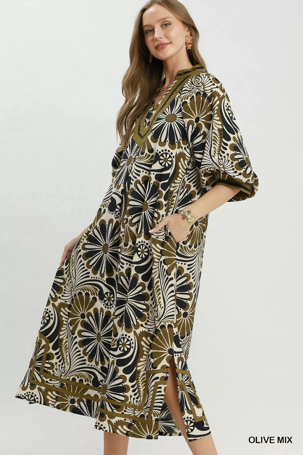 YSONA Umgee Abstract Print Midi Dress — back view | Women's Dress | Shop YSONA