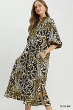 YSONA Umgee Abstract Print Midi Dress — back view | Women's Dress | Shop YSONA