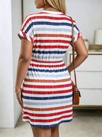 YSONA Striped Drawstring Waist Casual Dress — back view | Women's Dress | Shop YSONA
