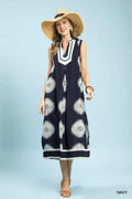 YSONA Umgee Sleeveless Geometric Midi Dress — front view | Women's Dress | Shop YSONA