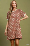 YSONA Umgee Floral Textured Puff Sleeve Mini Dress — front view | Women's Dress | Shop YSONA