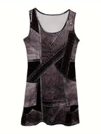 YSONA Patchwork Denim Sleeveless Dress — fabric detail | Women's Dress | Shop YSONA