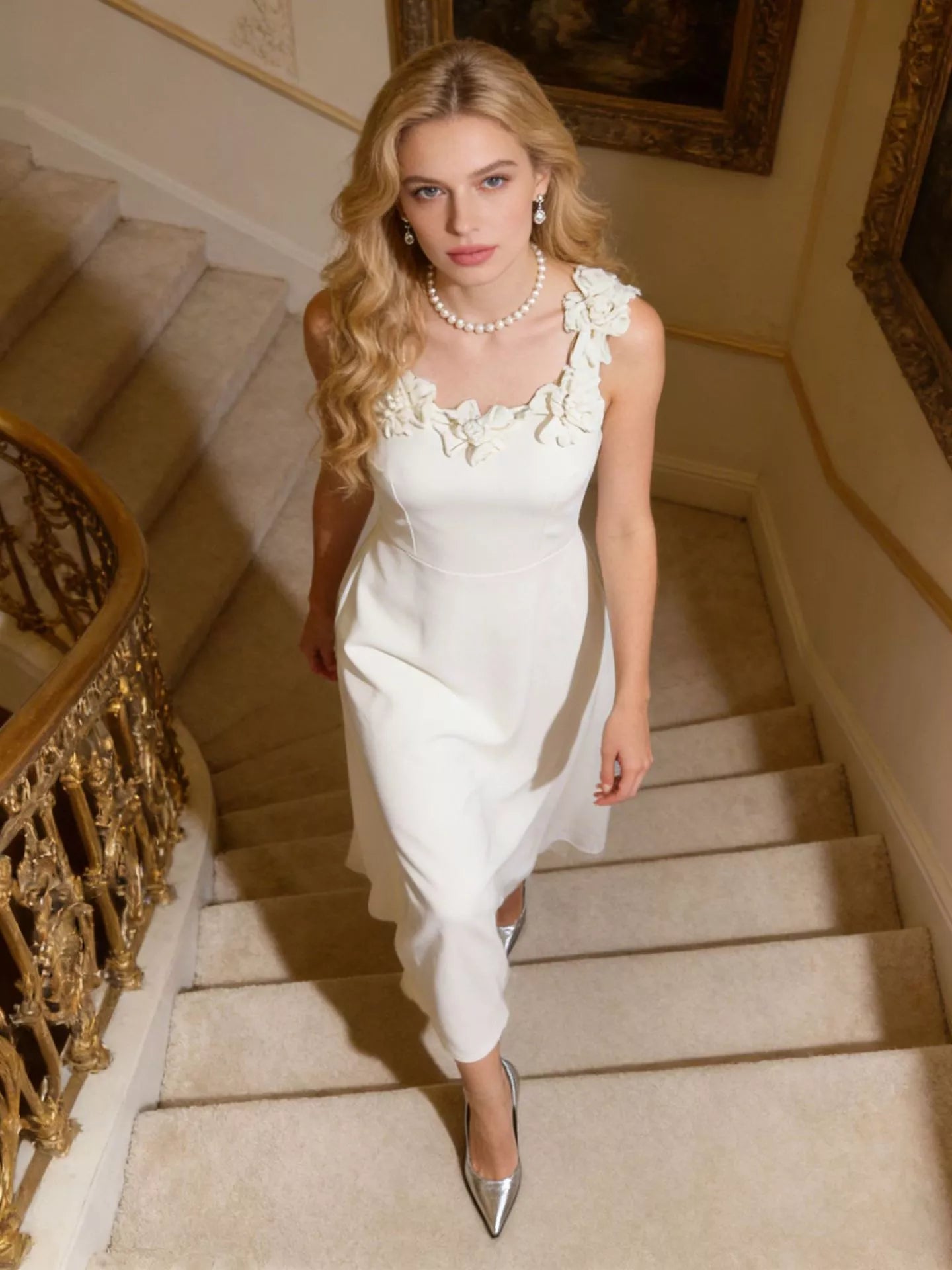YSONA Floral Embellished Sleeveless Midi Dress — side view | Women's Dress | Shop YSONA