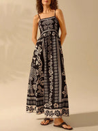 YSONA Floral Print Spaghetti Strap Maxi Dress — back view | Women's Dress | Shop YSONA