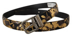 Dolce & Gabbana Multicolor Jacquard Leather Logo Metal Buckle Belt
