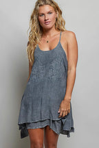 YSONA POL Embroidered Adjustable Strap Mini Dress — front view | Women's Dress | Shop YSONA