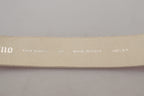 John Galliano Pink Leather Letter Logo Round Buckle Waist Belt