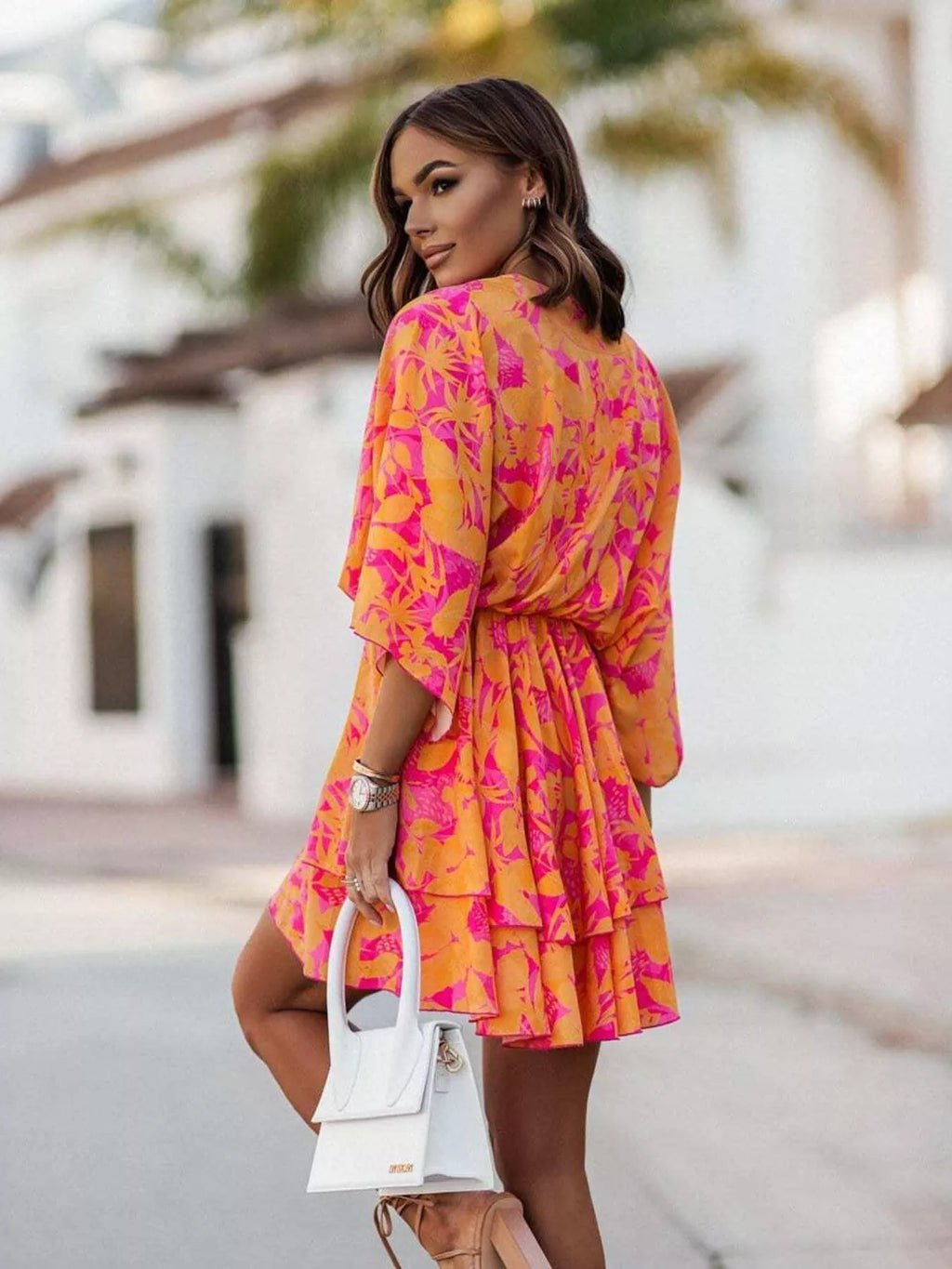 YSONA Layered Printed Surplice Mini Dress — back view | Women's Dress | Shop YSONA