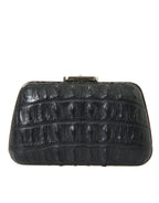 Balenciaga Black Exotic Skin Leather Shoulder Crossbody Box Clutch Bag