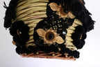 Dolce & Gabbana Beige Straw Snakeskin Pom Pom Crystal AGNESE Bag